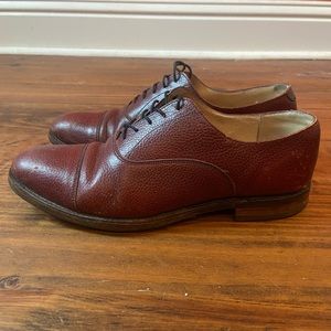 Vintage brown lace up shoe, chocolate brown Saxone. Almost new soles!